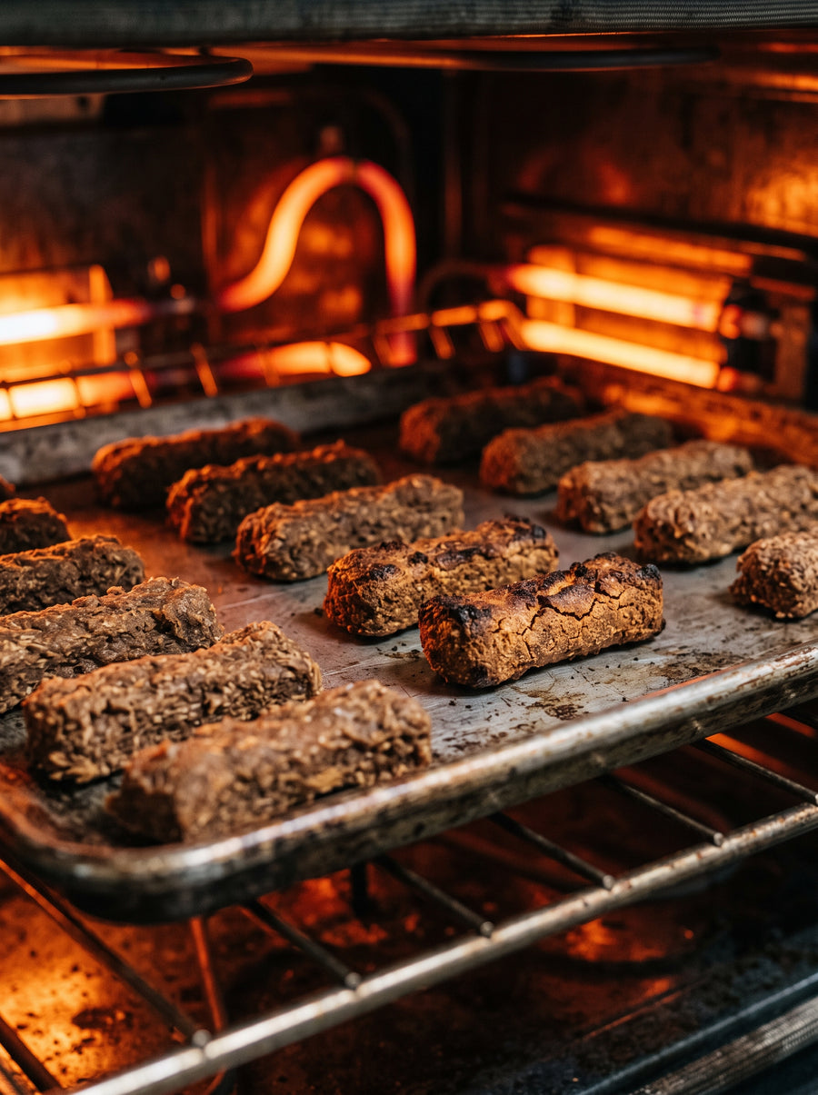 Dog supplement chews baking in a hot oven